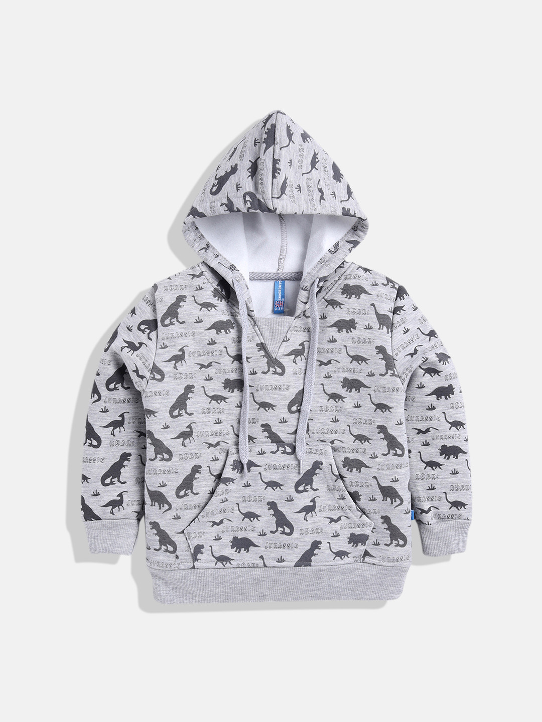 

GAME BEGINS Boys Premium Cotton Conversational Printed Hooded Sweatshirt, Grey