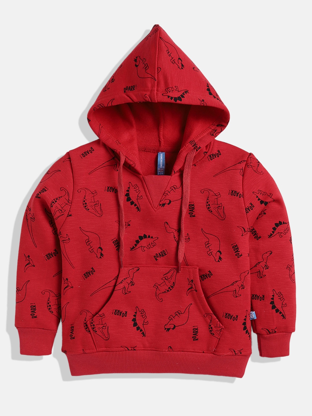 

GAME BEGINS Boys Premium Cotton Conversational Printed Hooded Sweatshirt, Red