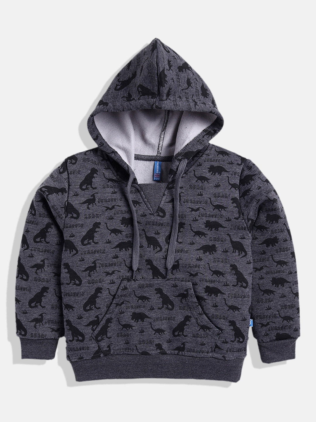 

GAME BEGINS Boys Printed Hooded Premium Cotton Sweatshirt, Charcoal