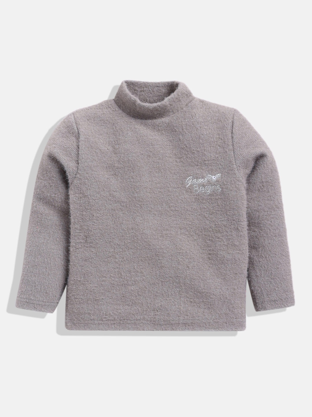 

GAME BEGINS Girls Brand Logo Detail Premium Cotton Sweatshirt, Grey