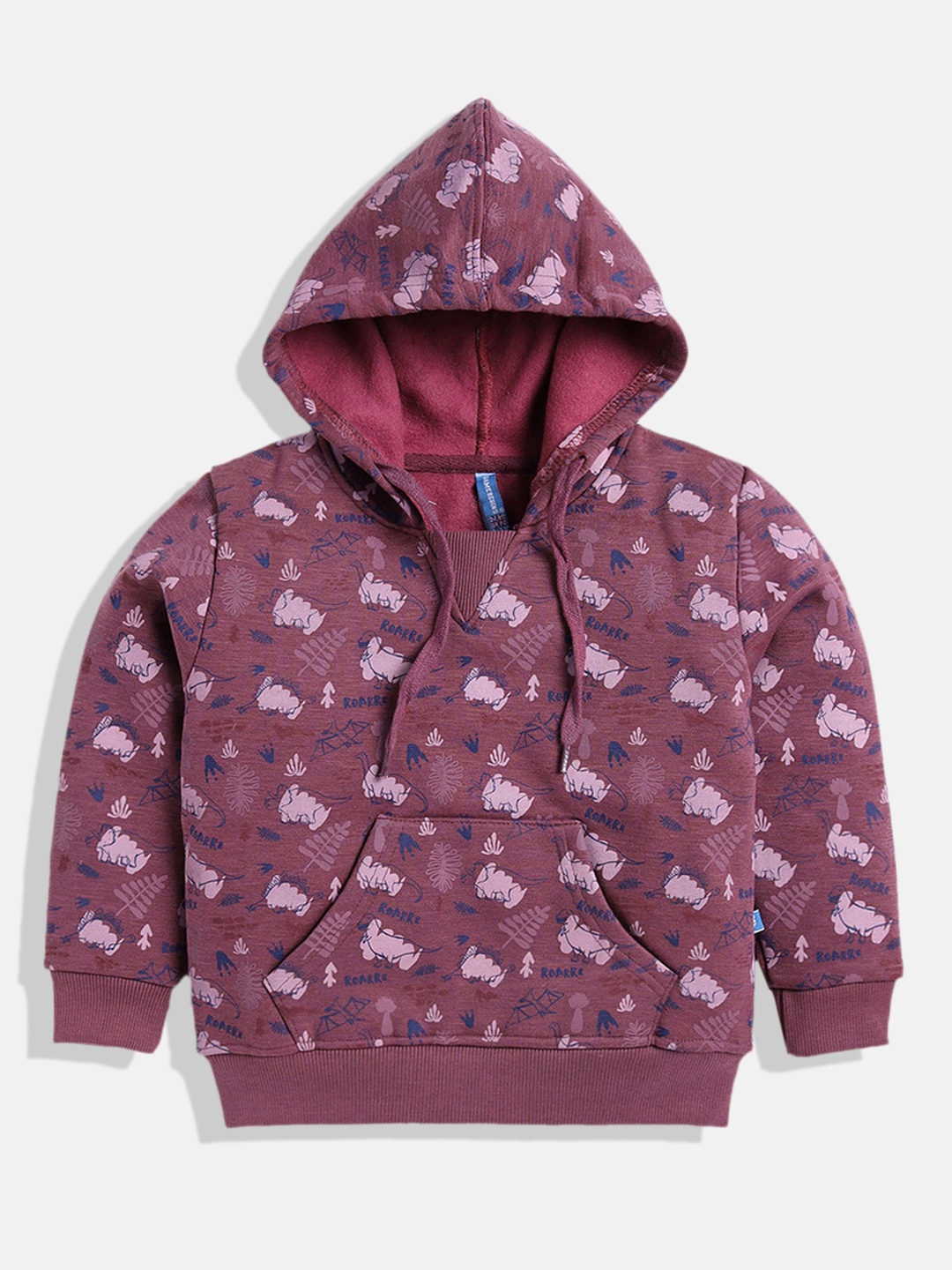

GAME BEGINS Boys Premium Cotton Conversational Printed Hooded Sweatshirt, Mauve