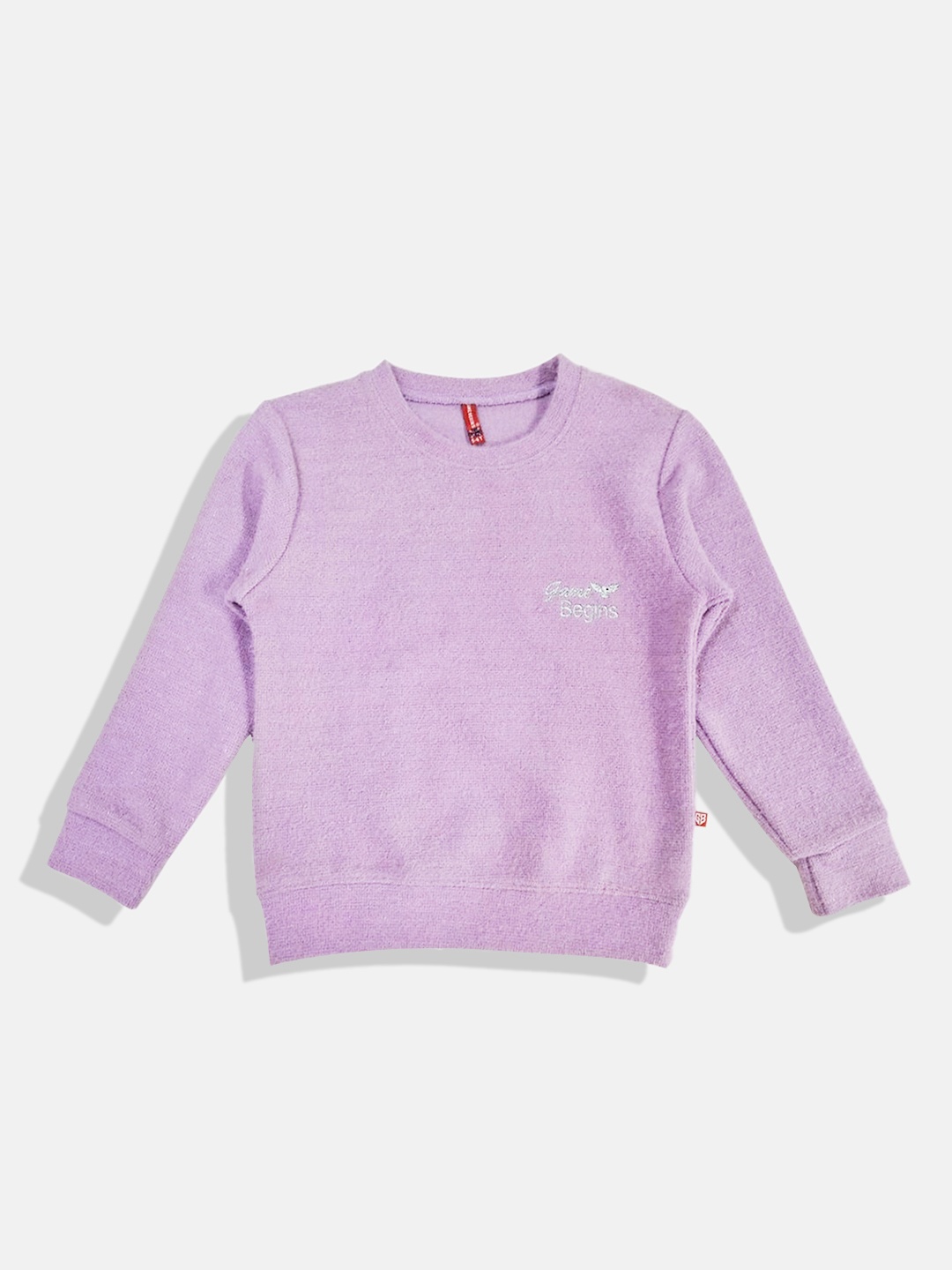 GAME BEGINS Girls Brand Logo Detail Premium Cotton Sweatshirt, Lavender