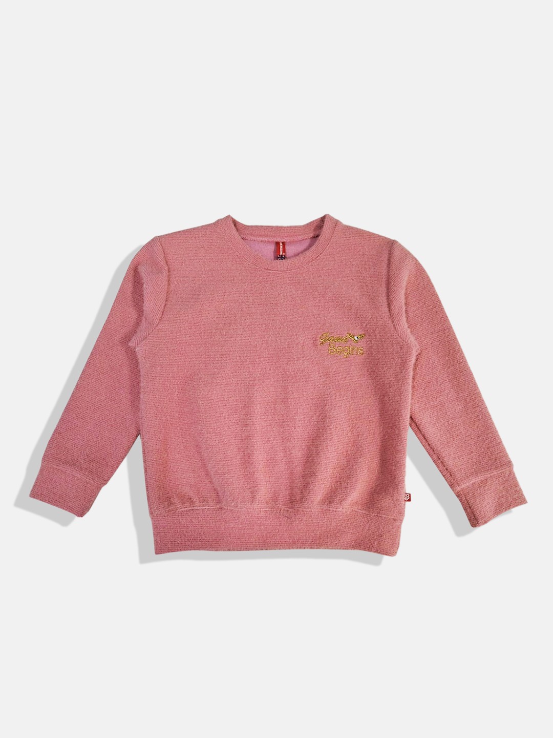 

GAME BEGINS Girls Brand Logo Detail Premium Cotton Sweatshirt, Pink