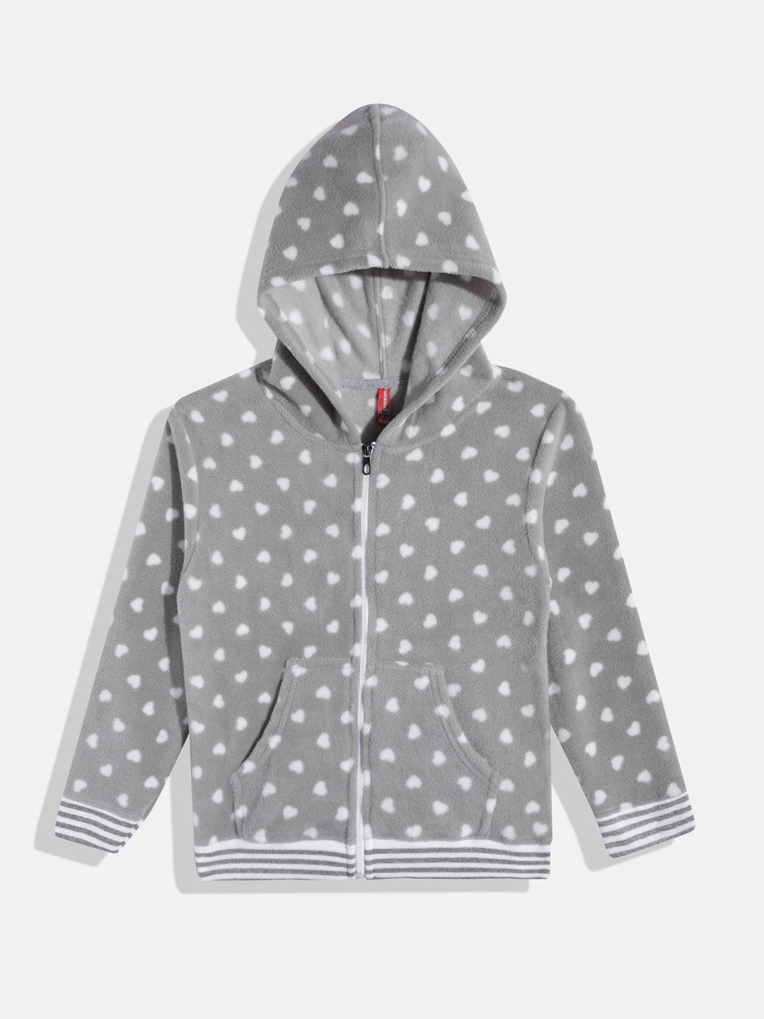 

GAME BEGINS Girls Premium Cotton Conversational Printed Hooded Sweatshirt, Grey