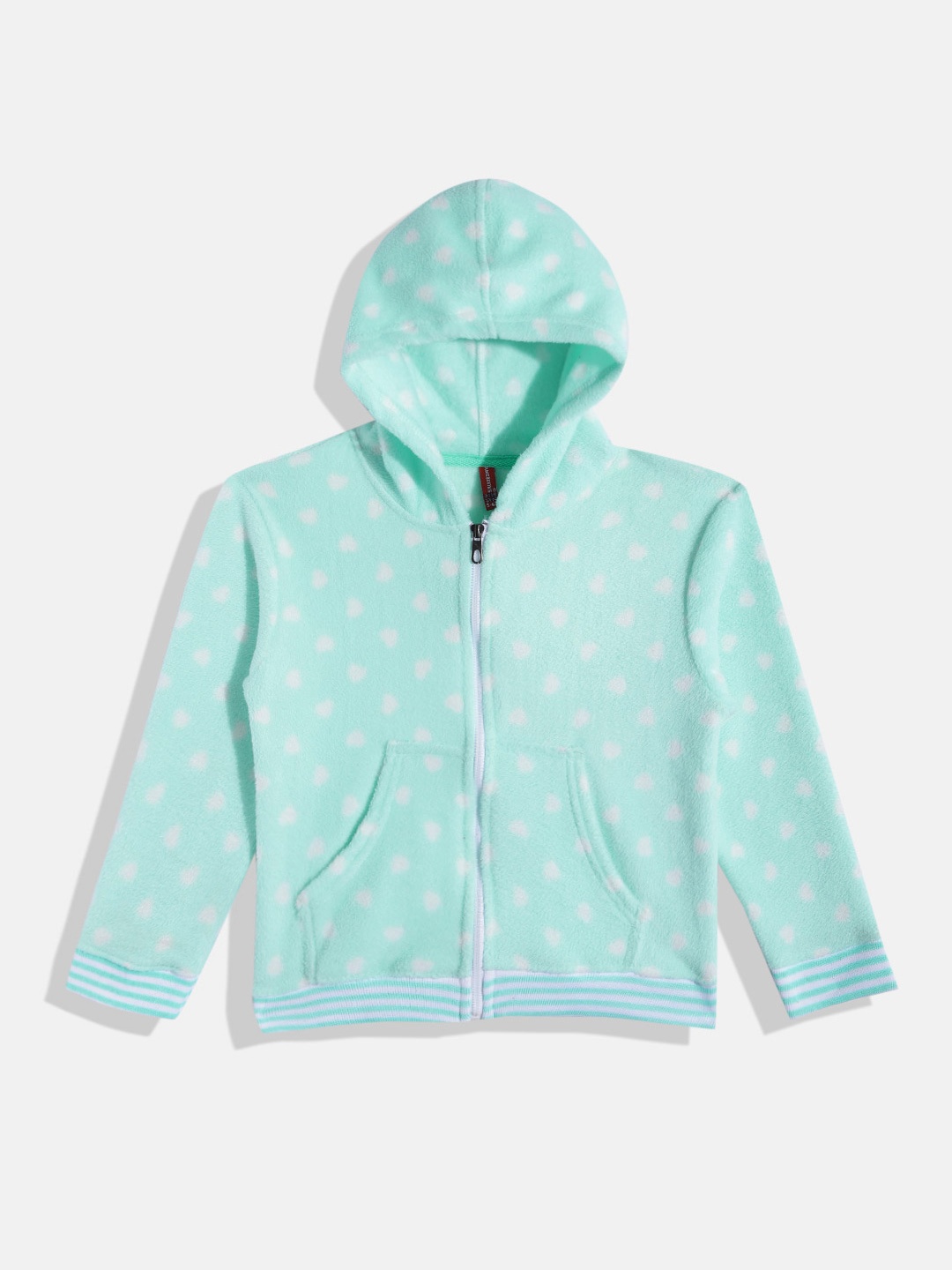 

GAME BEGINS Girls Premium Cotton Conversational Printed Hooded Sweatshirt, Green