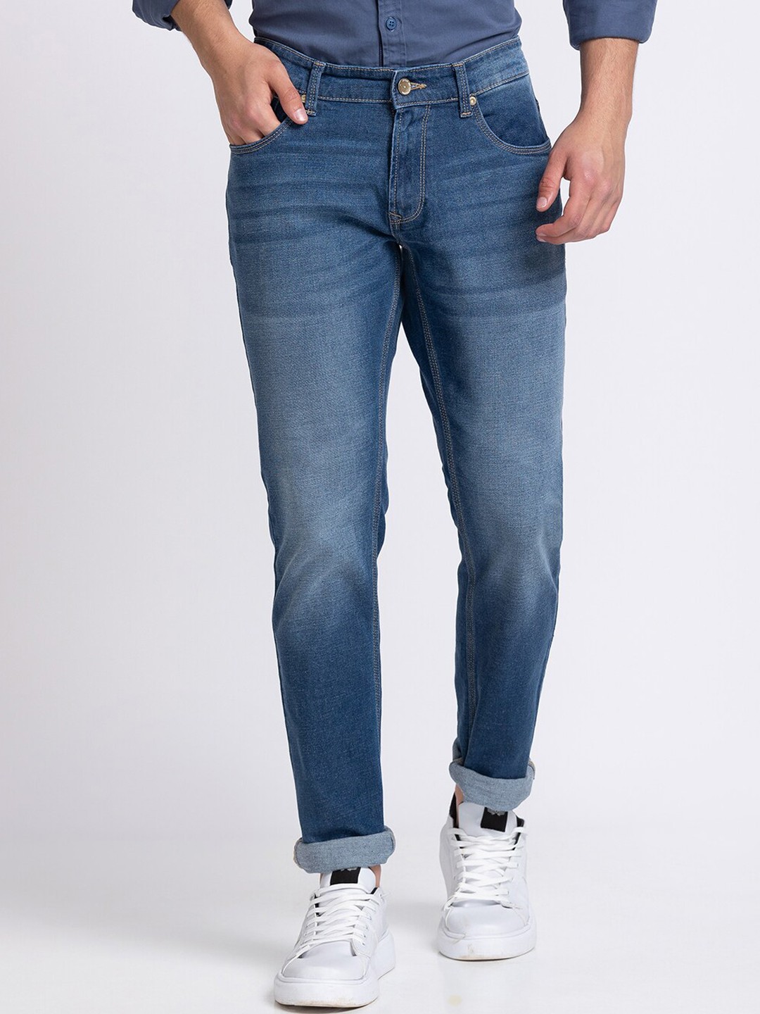 

SPYKAR Men Blue Skinny Fit Low Distress Light Fade Jeans