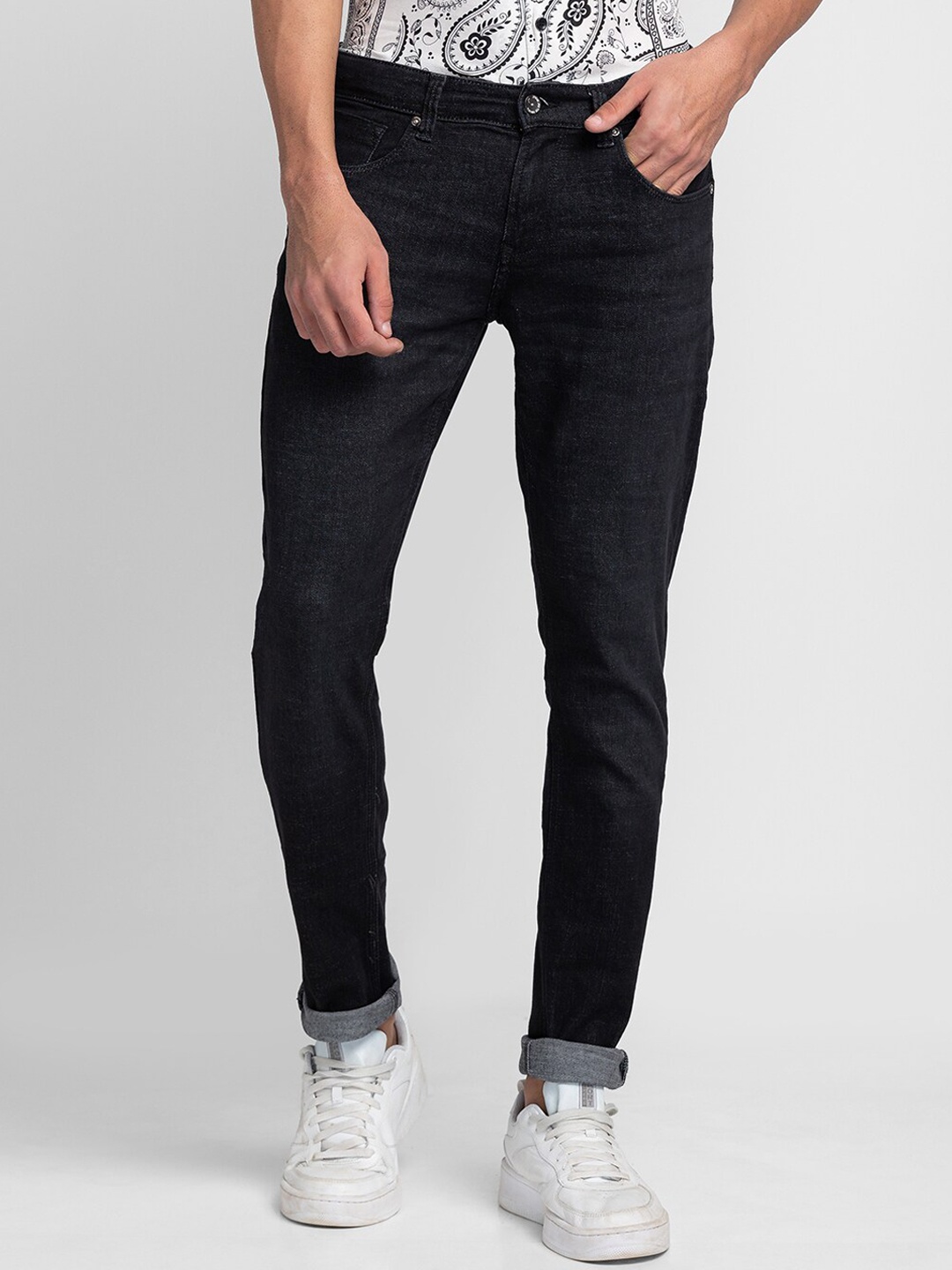 

SPYKAR Men Skinny Fit Light Fade Jeans, Black