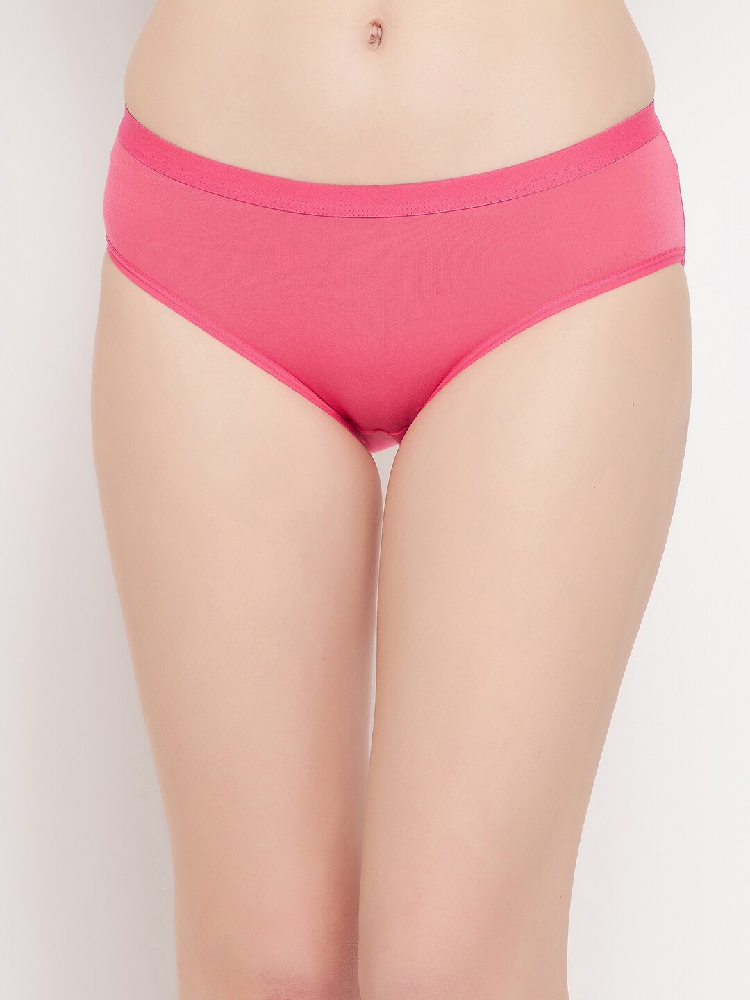 

Clovia Women Pink Solid Mid-Rise Cotton Bikini Briefs