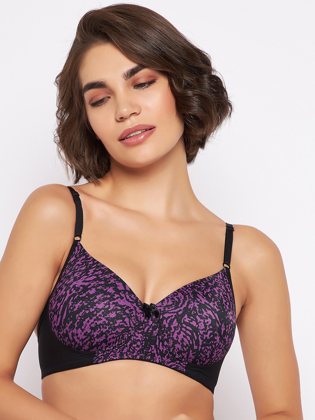 

Clovia Women Purple & Black Abstract Printed Lightly Padded T-Shirt Bra