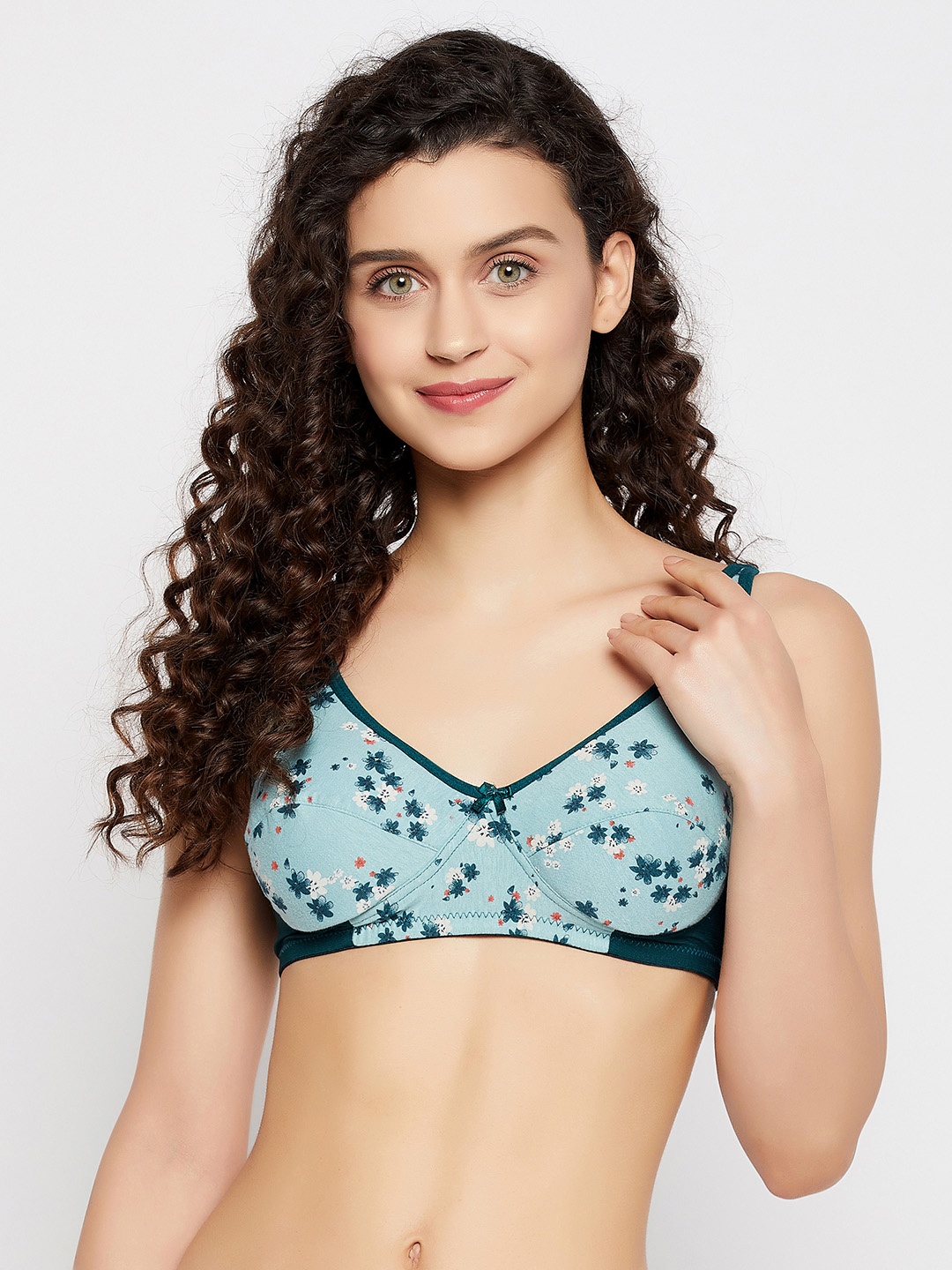 

Clovia Women Green & White Floral Printed Cotton Bra