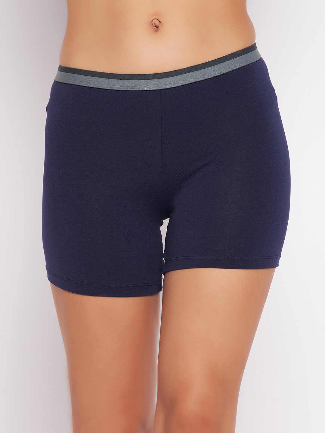 

Clovia Women Blue Solid Mid-Rise Cotton Boy shorts Briefs