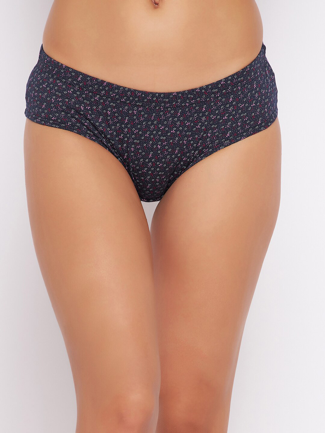 

Clovia Mid Waisted Floral Print Inner Elastic Pure Cotton Hipster Briefs PN3227L083XL, Blue