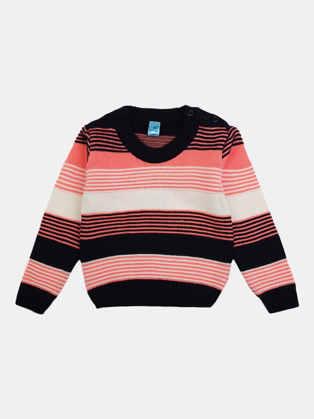 

V-Mart Kids Multicoloured Striped Round Neck Long Sleeves Pullover, Multi