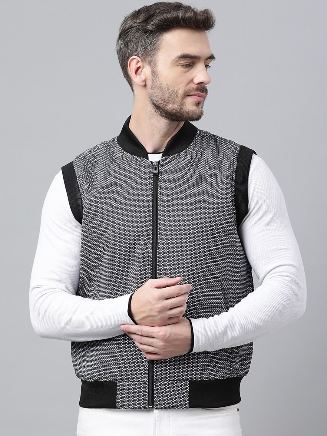 

Hangup Men Grey & Black Checked Pullover Sweater