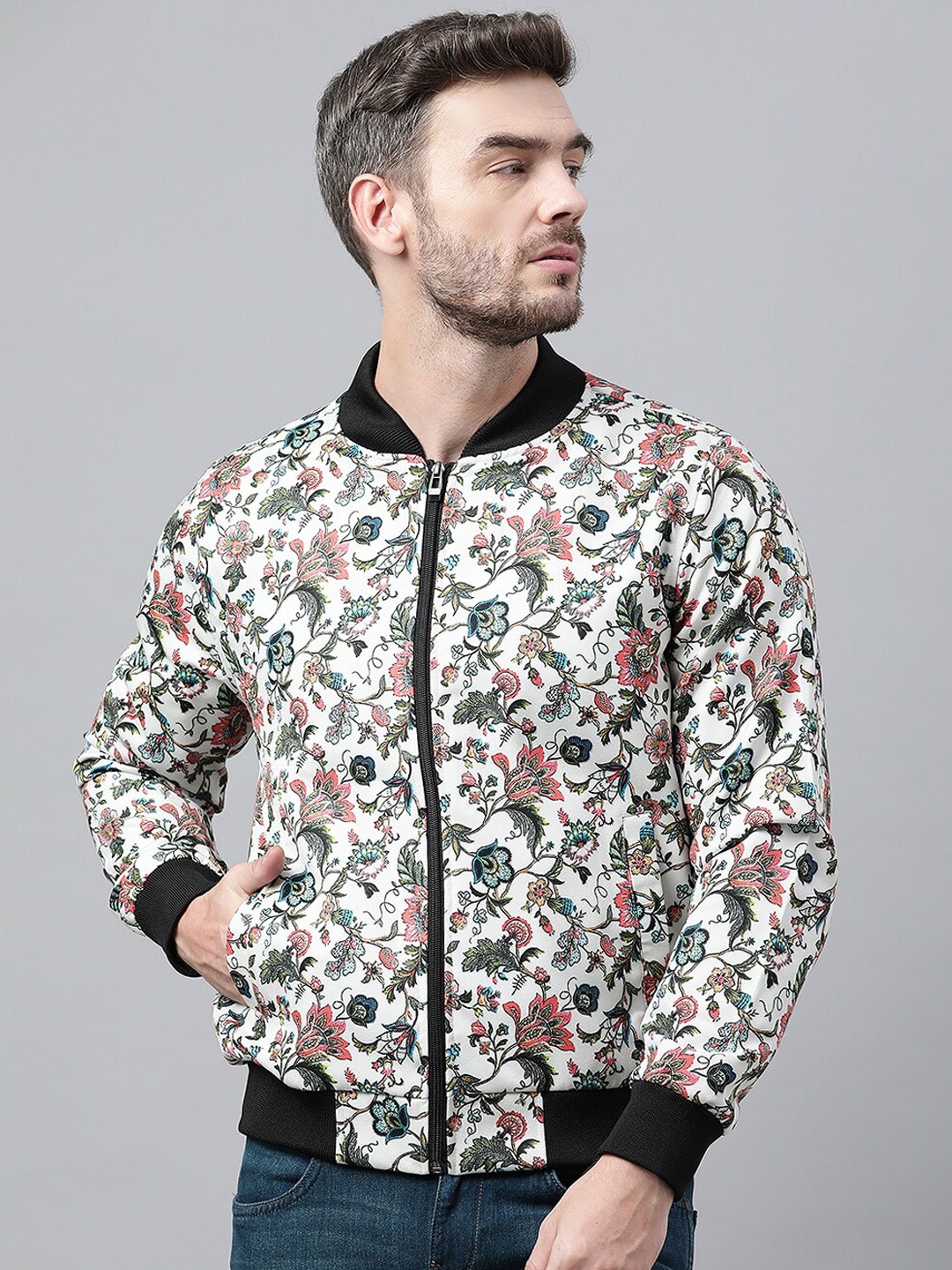 

Hangup Men White Floral Printed Pullover Sweater