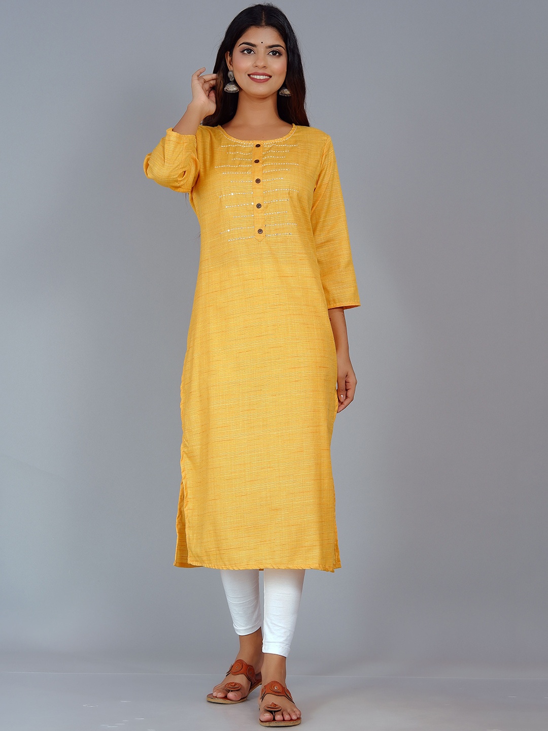 

DHRTI Women Mustard Yellow Kurta