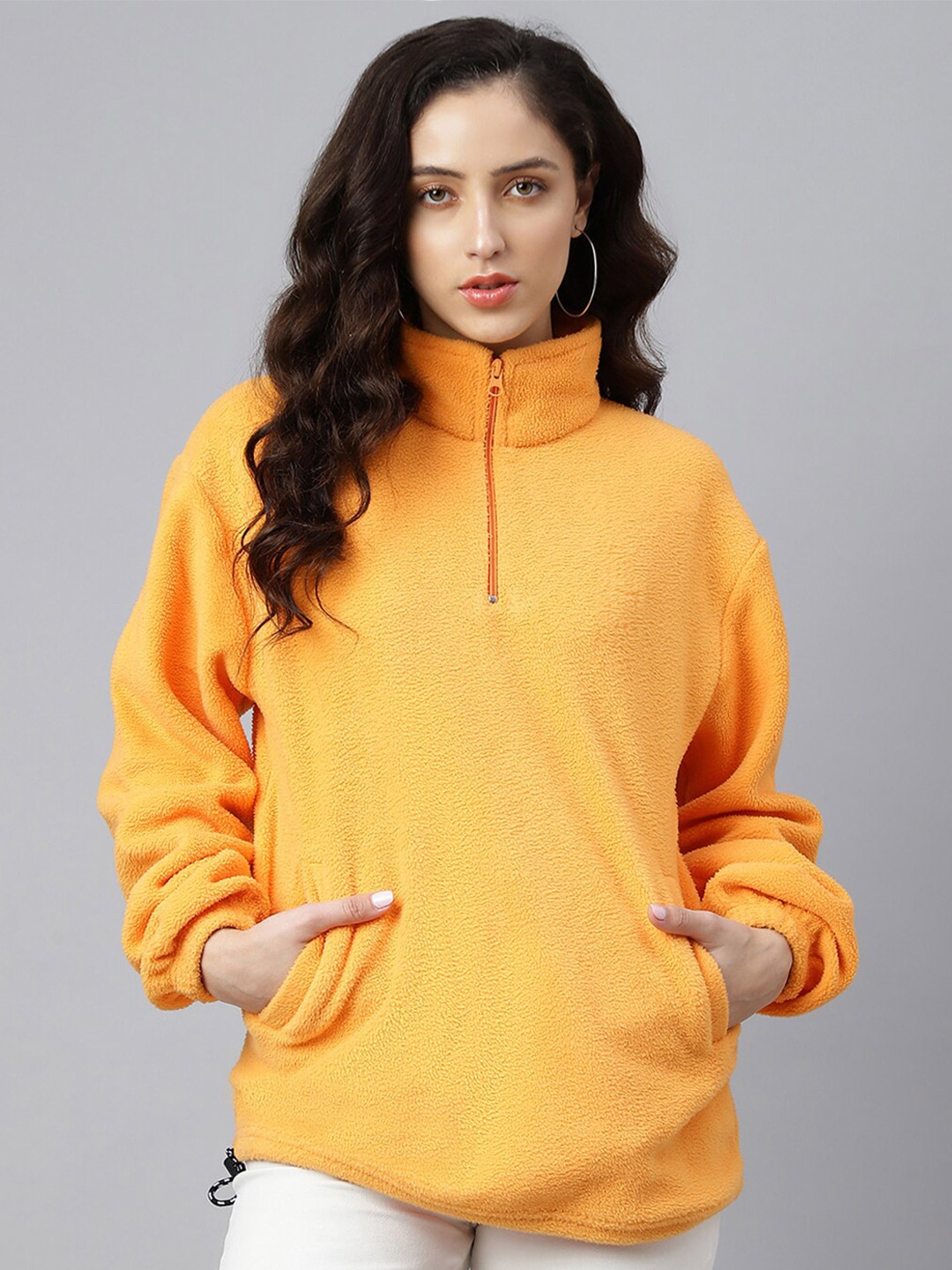 

Pritla Women Orange Solid Sweatshirt