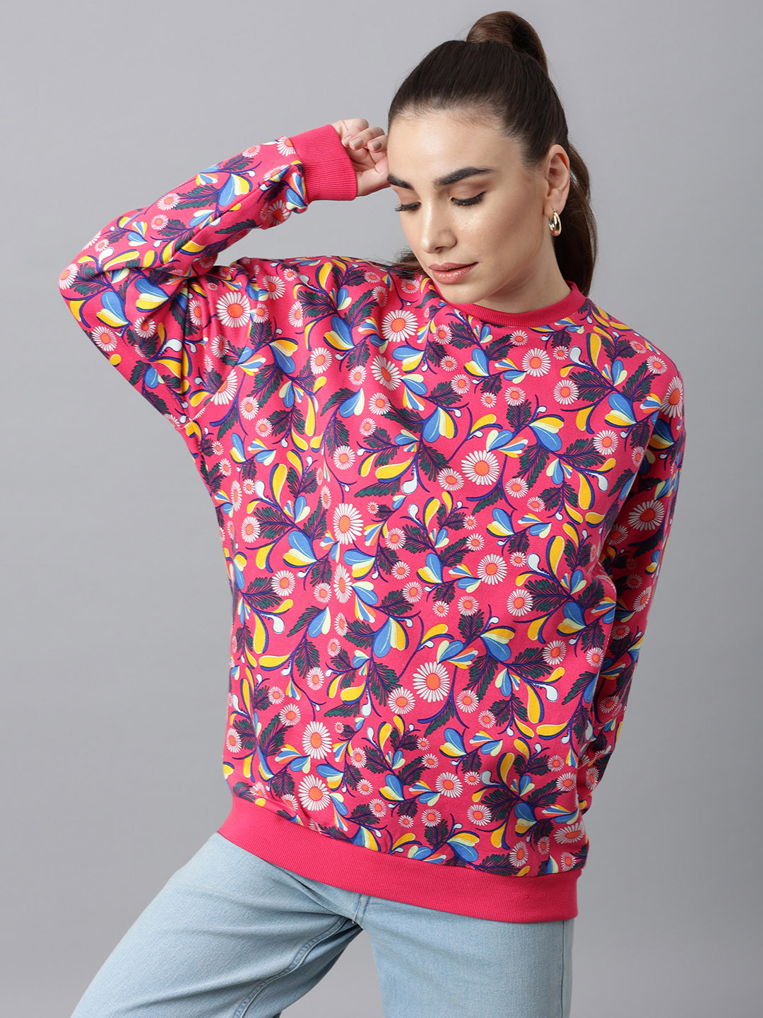 

Pritla Women Fuchsia Printed Sweatshirt