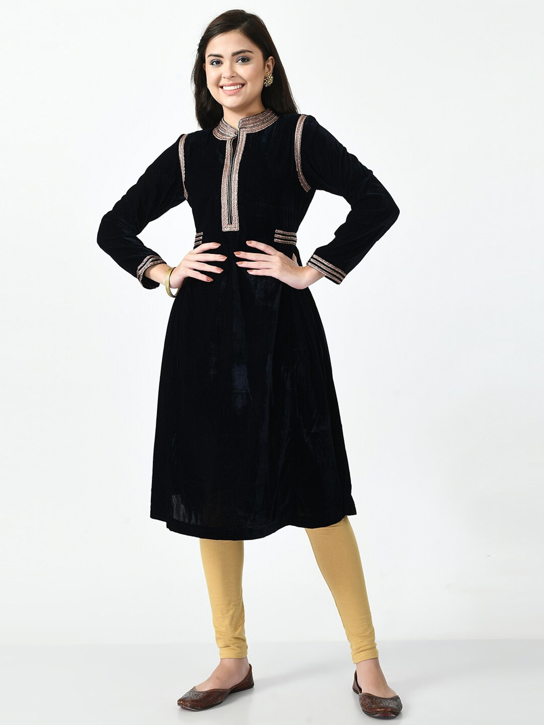 

MEESAN Women Blue Pure Cotton Kurta