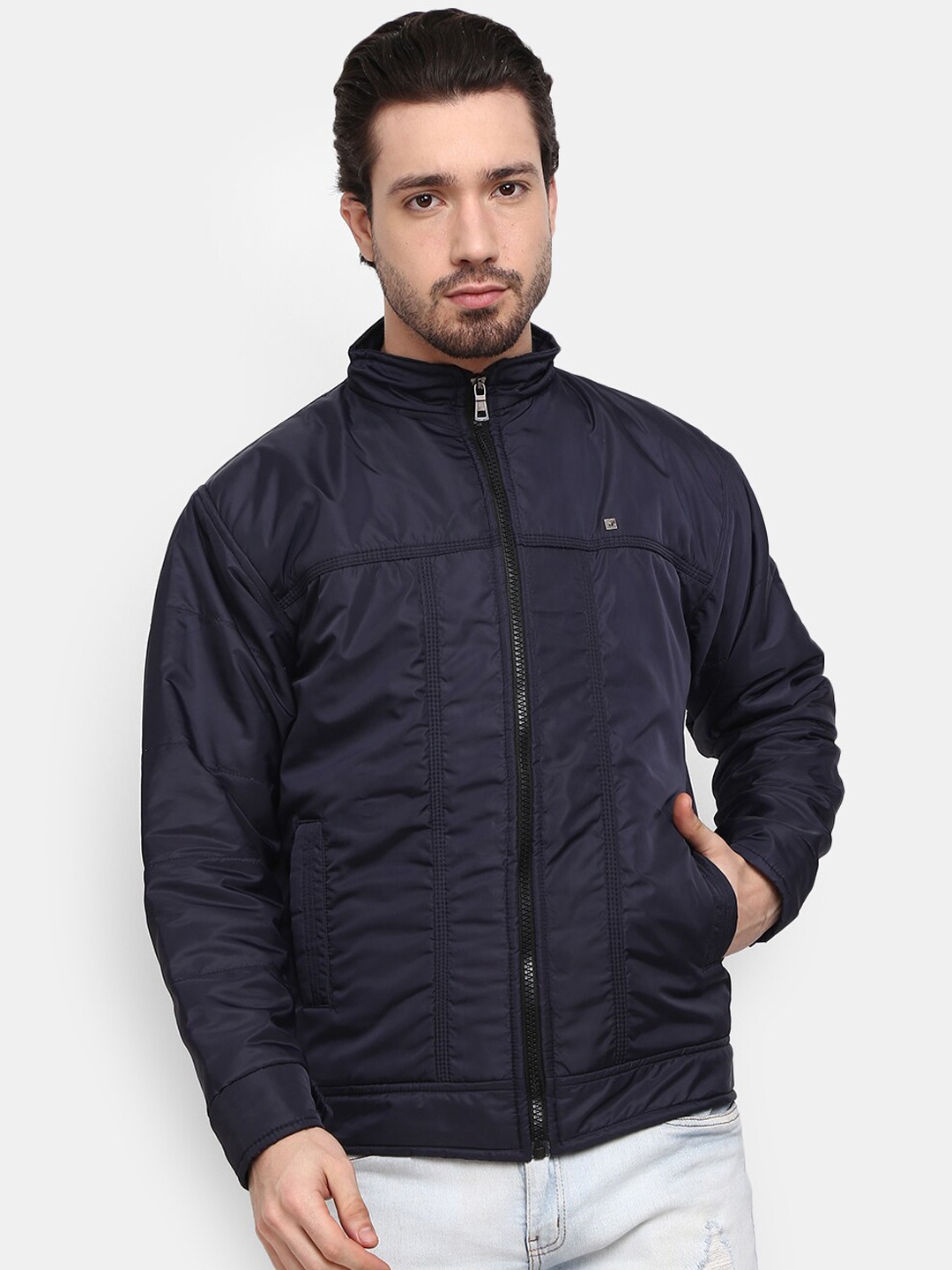

V-Mart Men Navy Blue Solid Outdoor Bomber Jacket