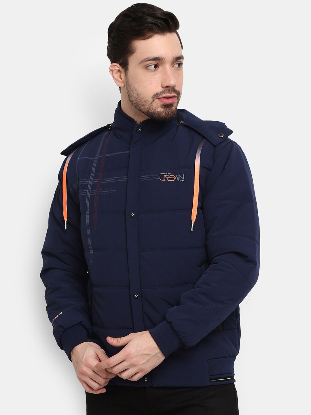 

V-Mart Men Navy Blue Hooded Outdoor Padded Jacket