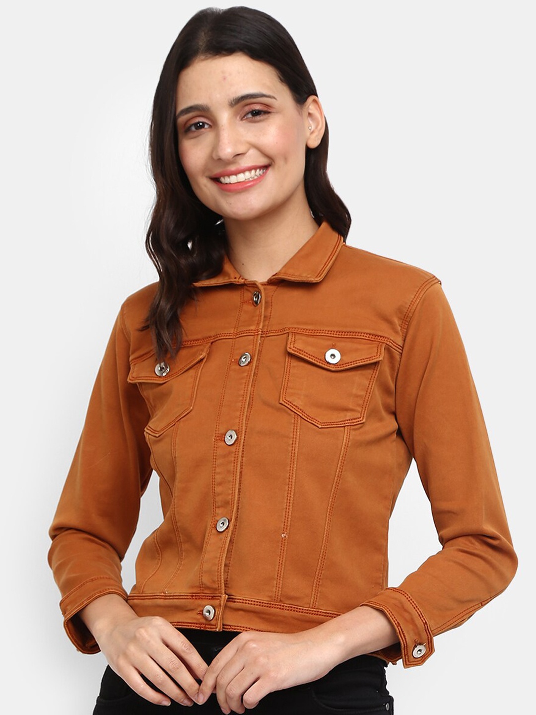 

V-Mart Women Mustard Cotton Denim Jacket