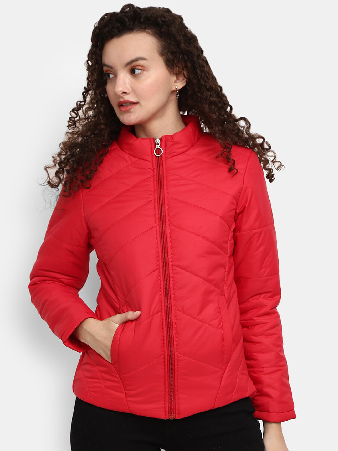 

V-Mart Women Red Padded Jacket