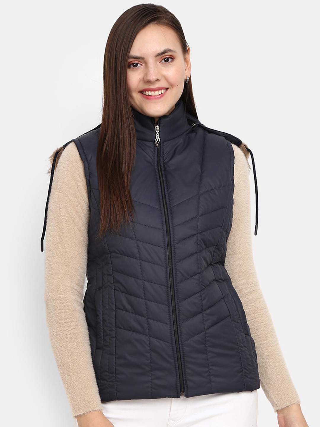 

V-Mart Women Navy Blue Puffer Jacket