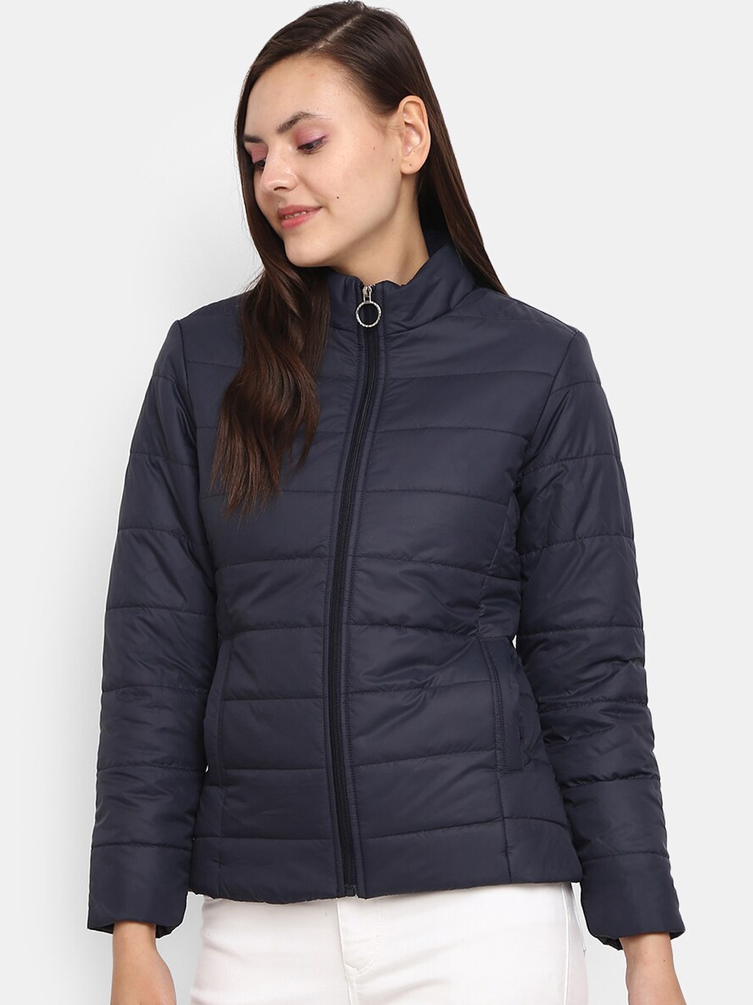 

V-Mart Women Navy Blue Padded Jacket