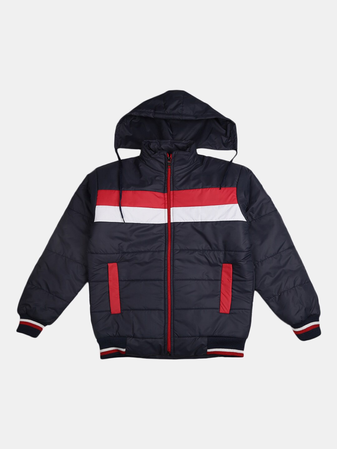 

V-Mart Boys Navy Blue Red Striped Outdoor Bomber Jacket