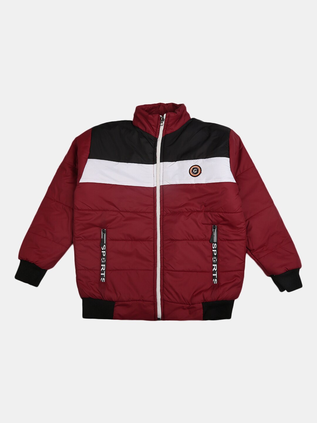 

V-Mart Boys Maroon Black Colourblocked Outdoor Puffer Jacket