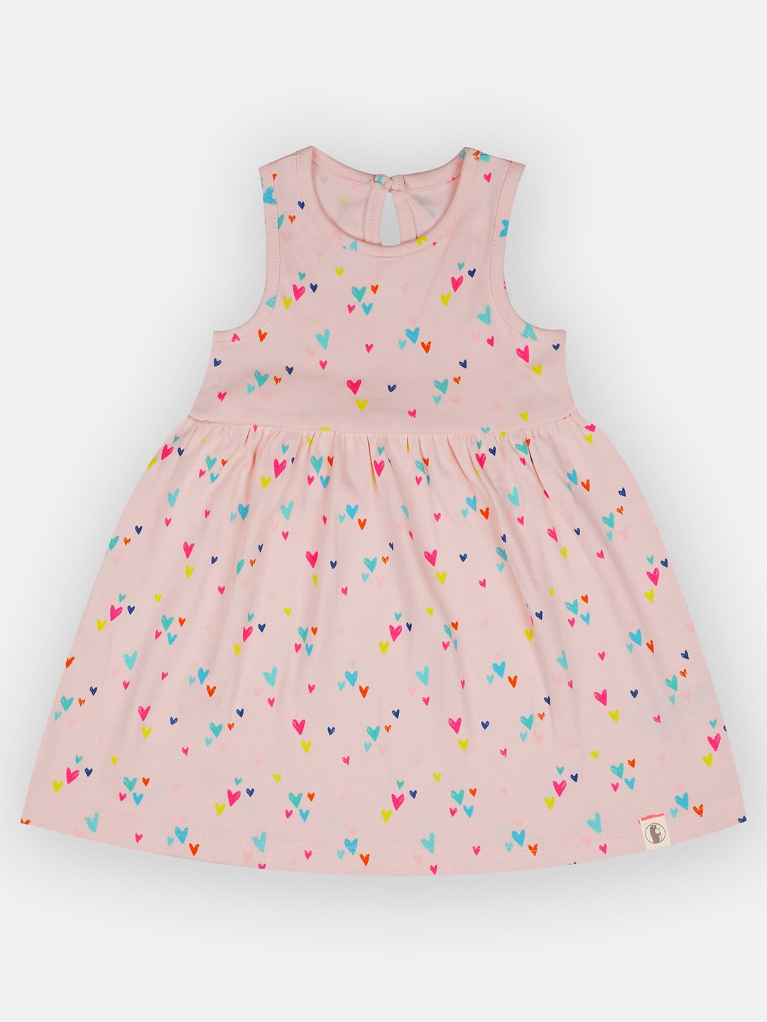 

Babysafe Pink Printed Cotton Fit & Flare Dress