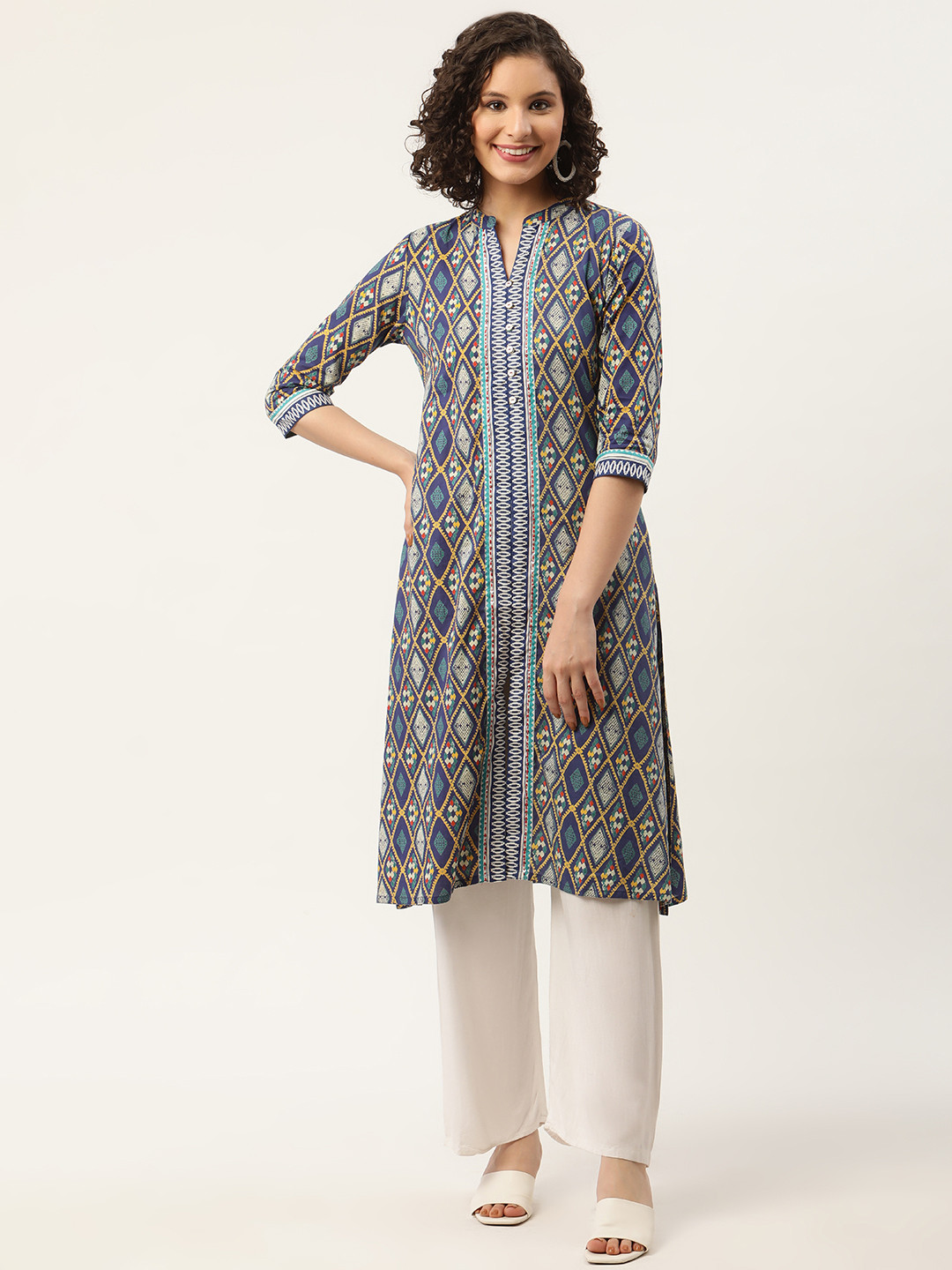 

ZIZO By Namrata Bajaj Women Blue Ethnic Motifs Printed Kurta