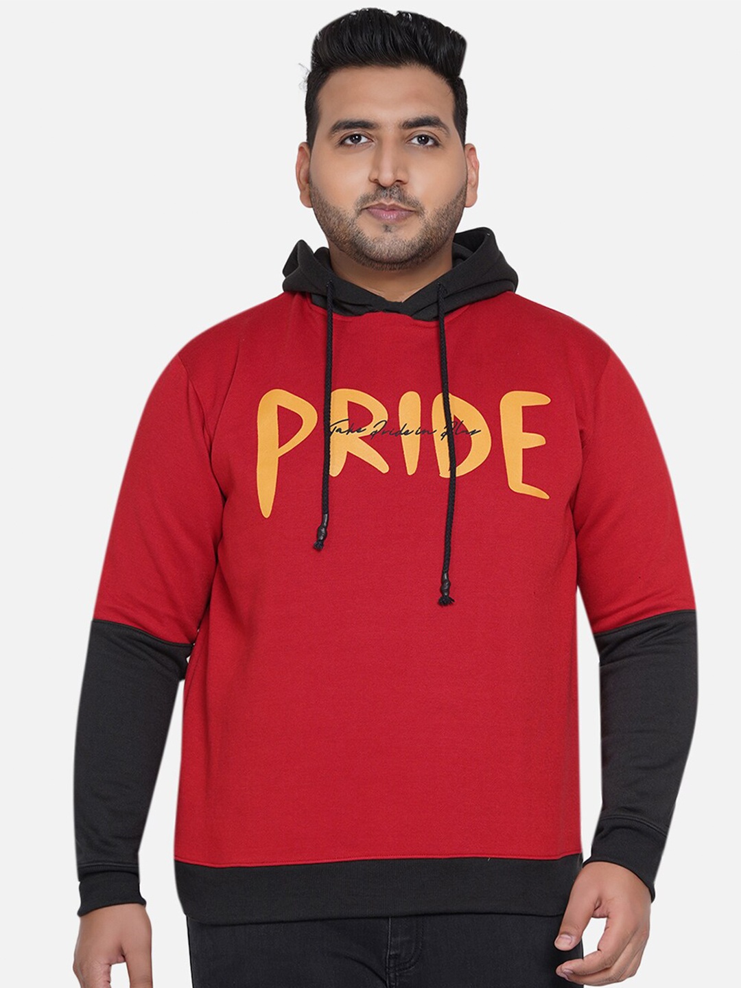 John Pride Men Plus Size Printed Hooded Sweatshirt, Red