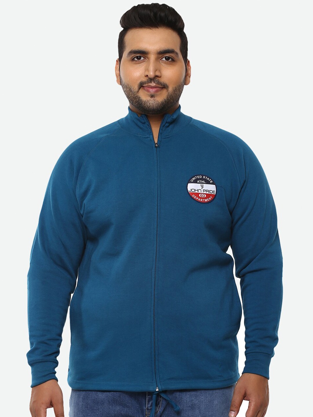 

John Pride Plus Size Men Blue Sweatshirt