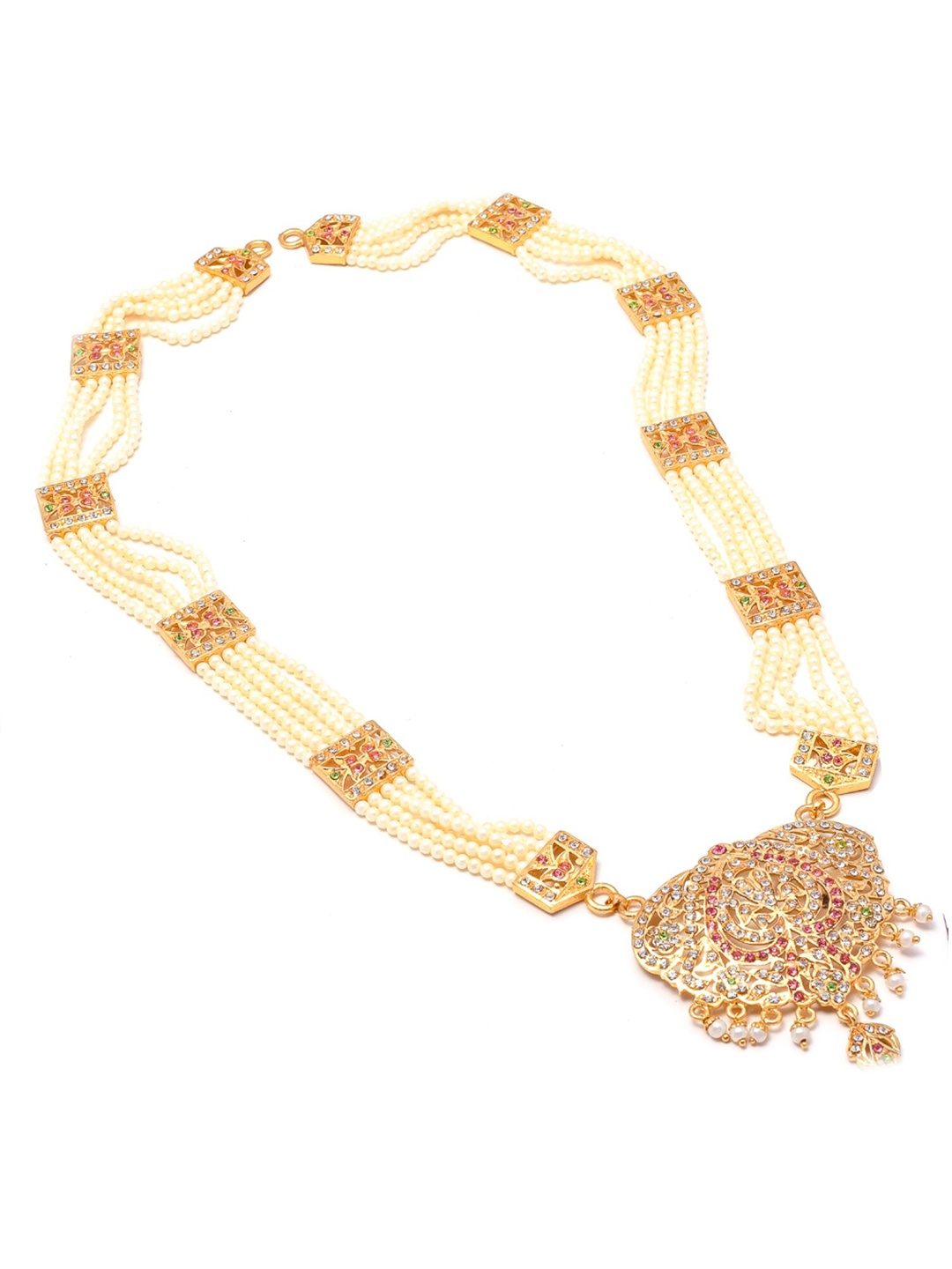 

Jewar Mandi Gold-Toned & White Brass Gold-Plated Necklace