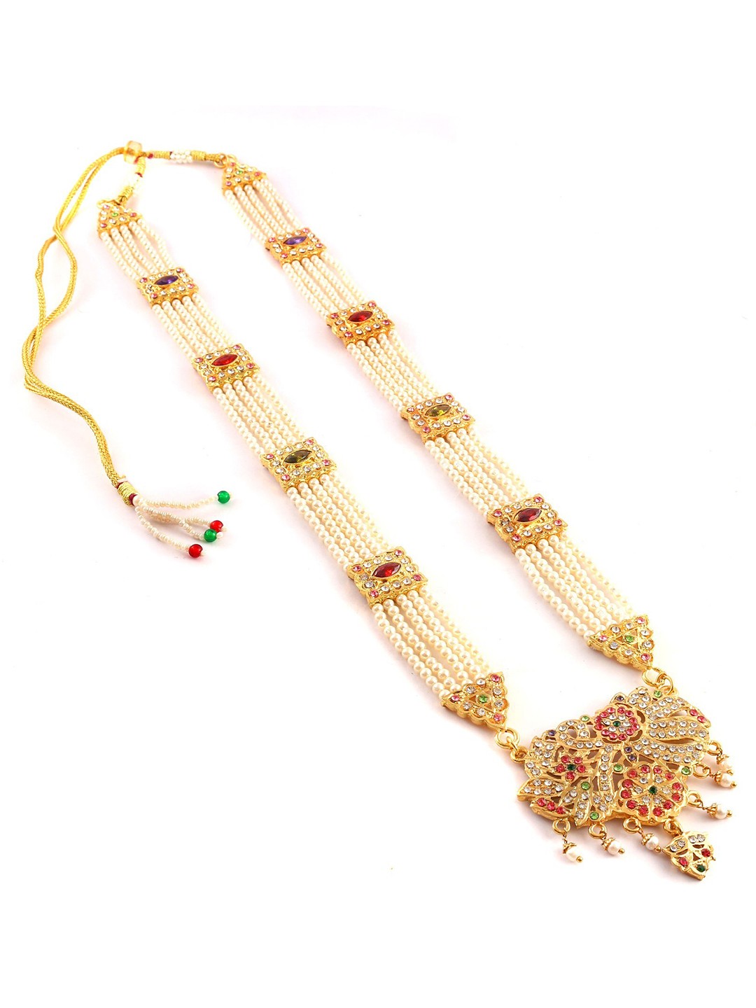 

Jewar Mandi Gold-Toned & Off White Brass Gold-Plated Necklace