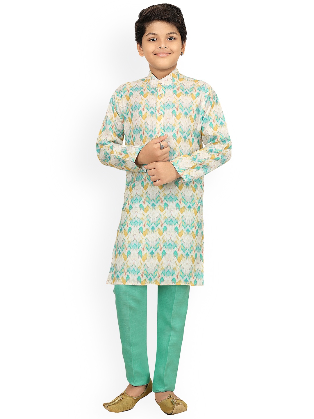 

ahhaaaa Boys Sea Green Kurta with Trousers