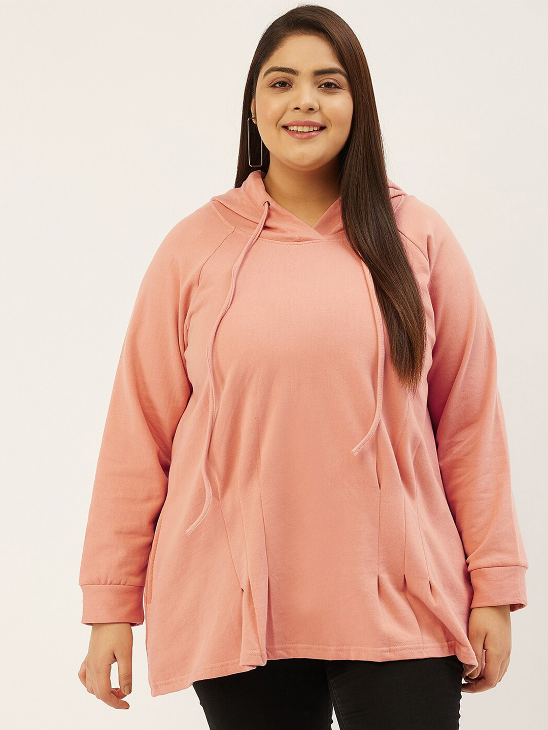 

theRebelinme Women Pink Hooded Sweatshirt