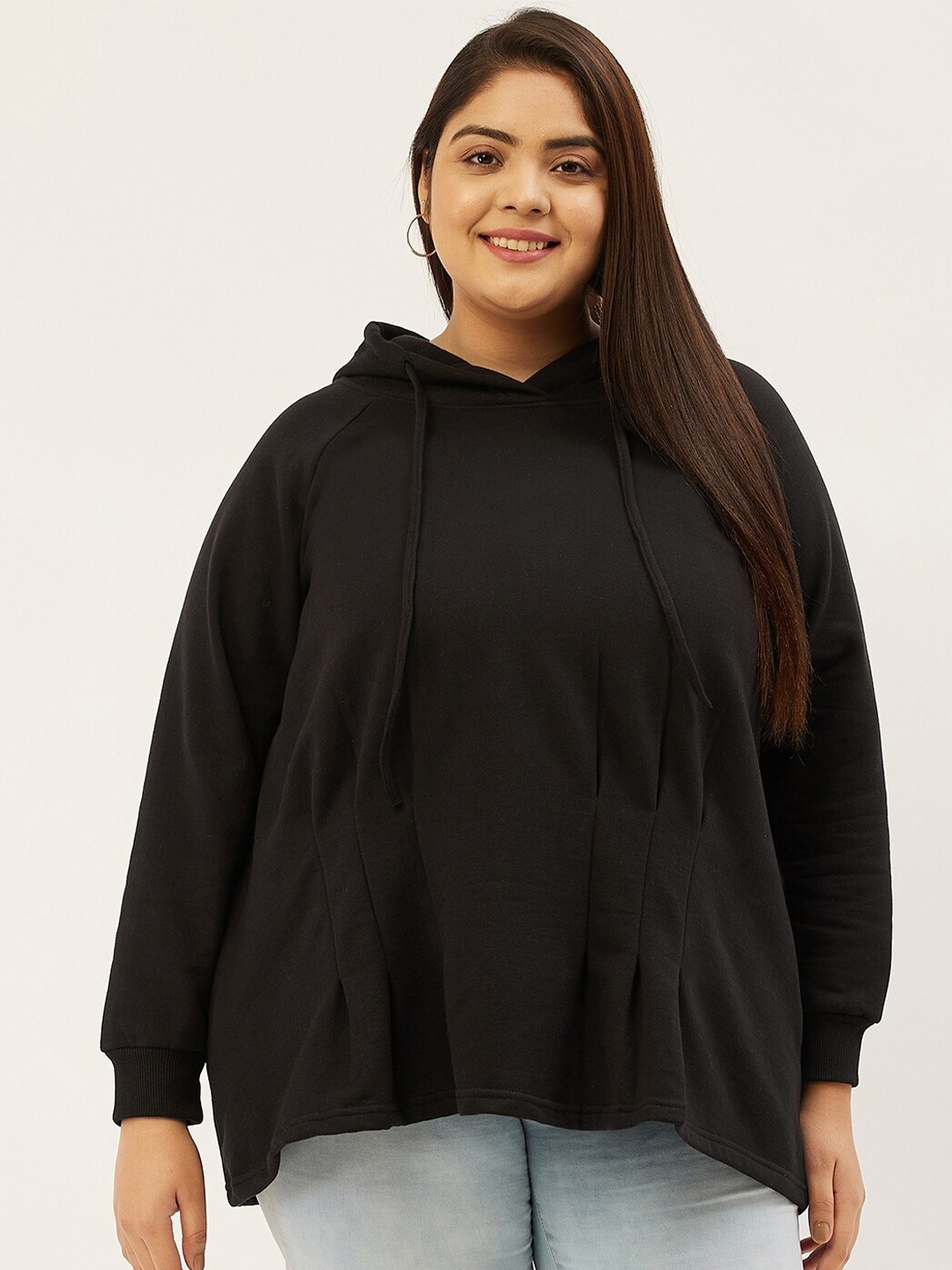 

theRebelinme Women Black Hooded Sweatshirt
