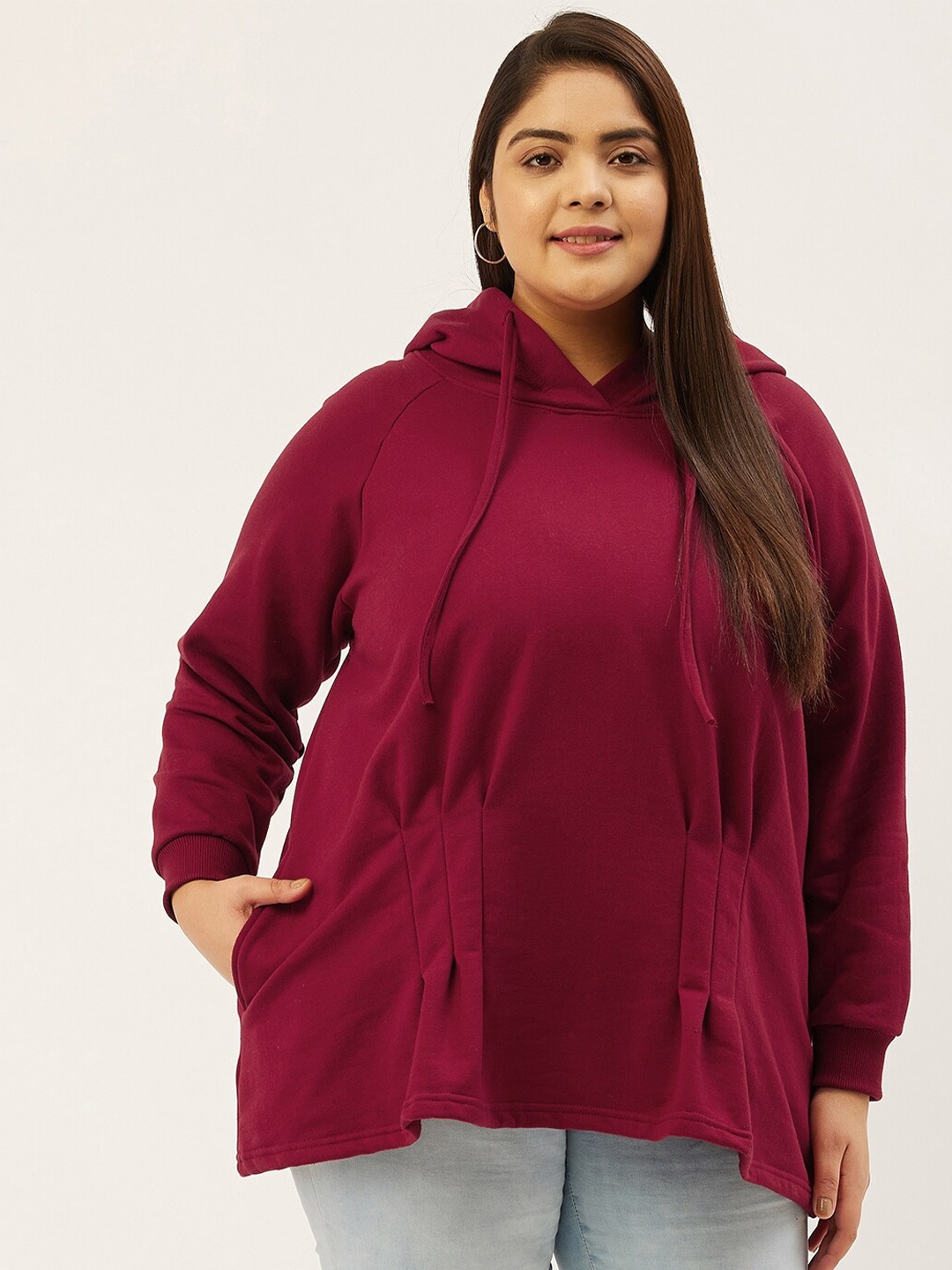 

theRebelinme Women Maroon Hooded Sweatshirt