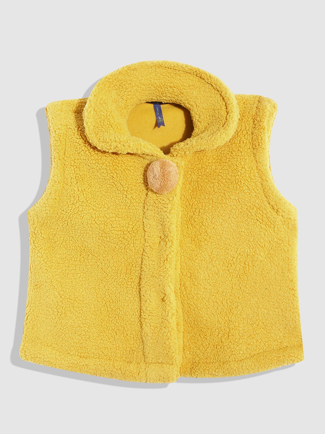 

YK Girls Mustard Open Front Outdoor Faux Fur Crop Jacket