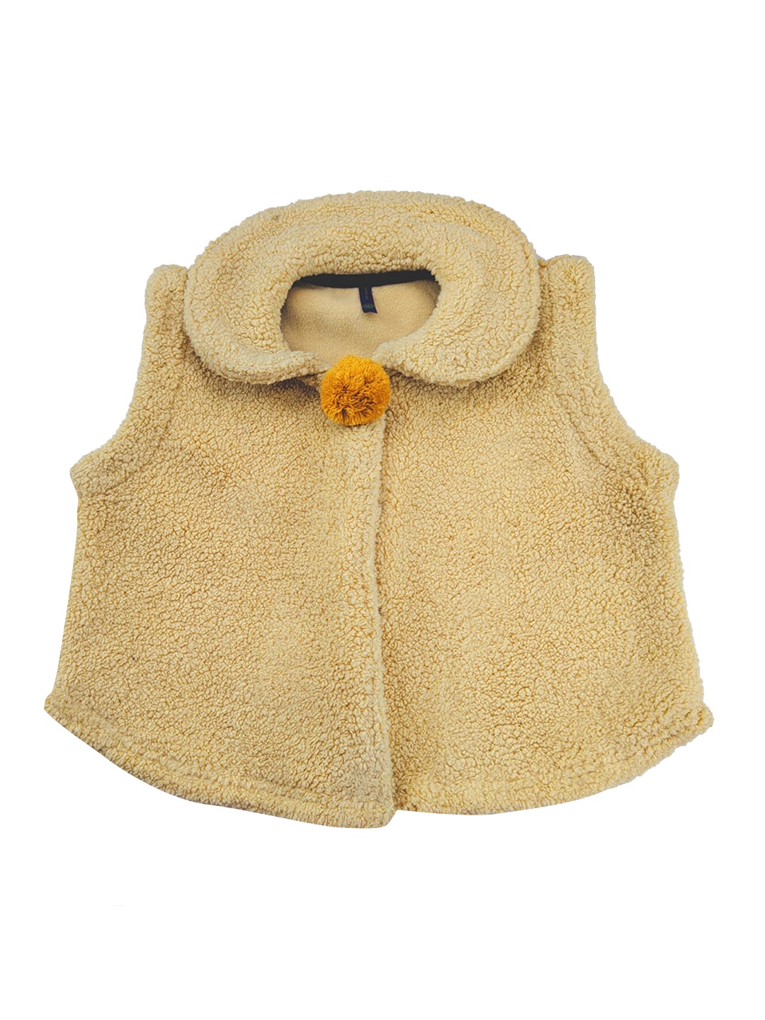 

YK Girls Beige Open Front Outdoor Faux Fur Crop Jacket