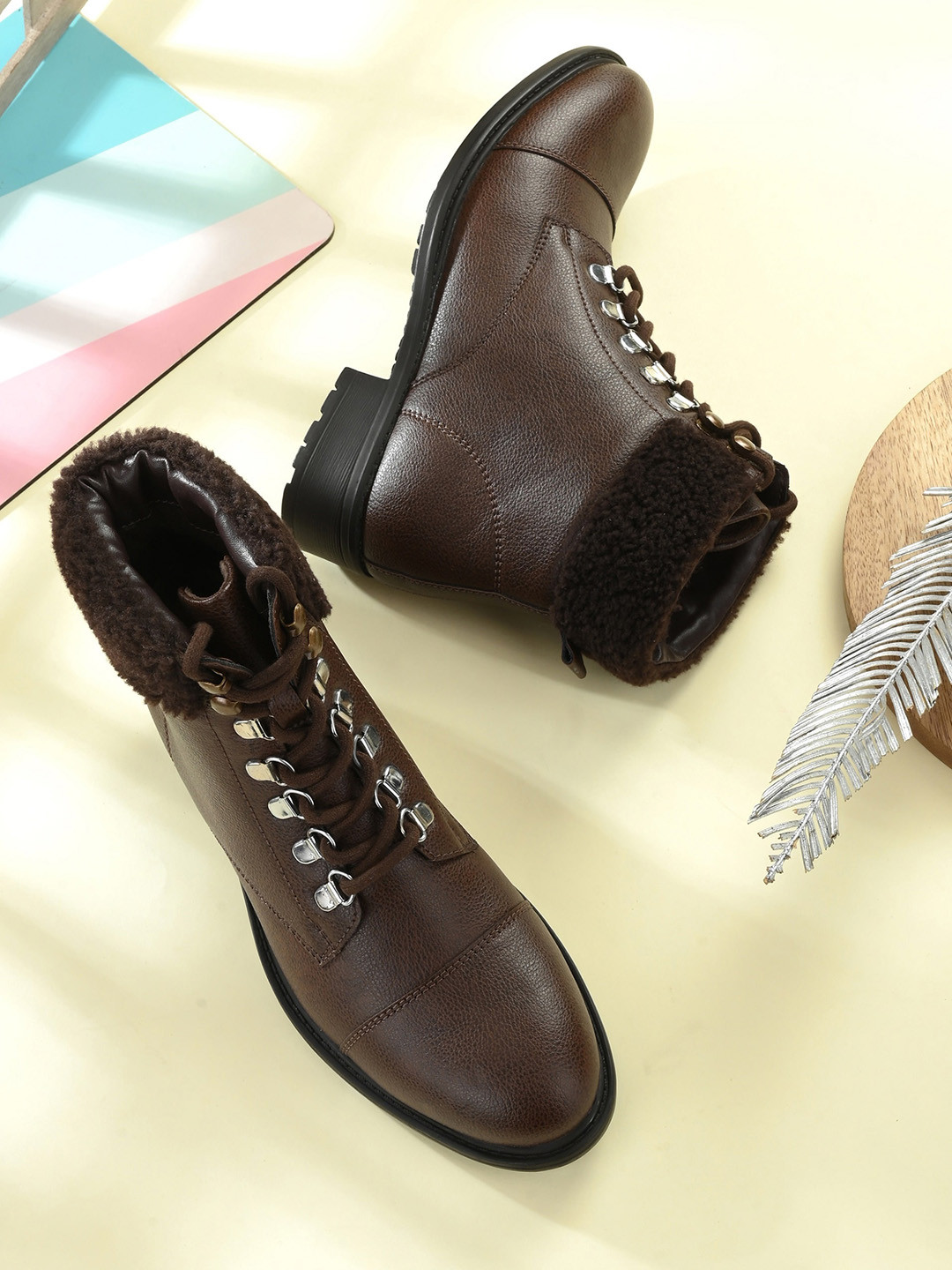 

Roadster Women Brown Solid Faux Leather Casual Regular Boot