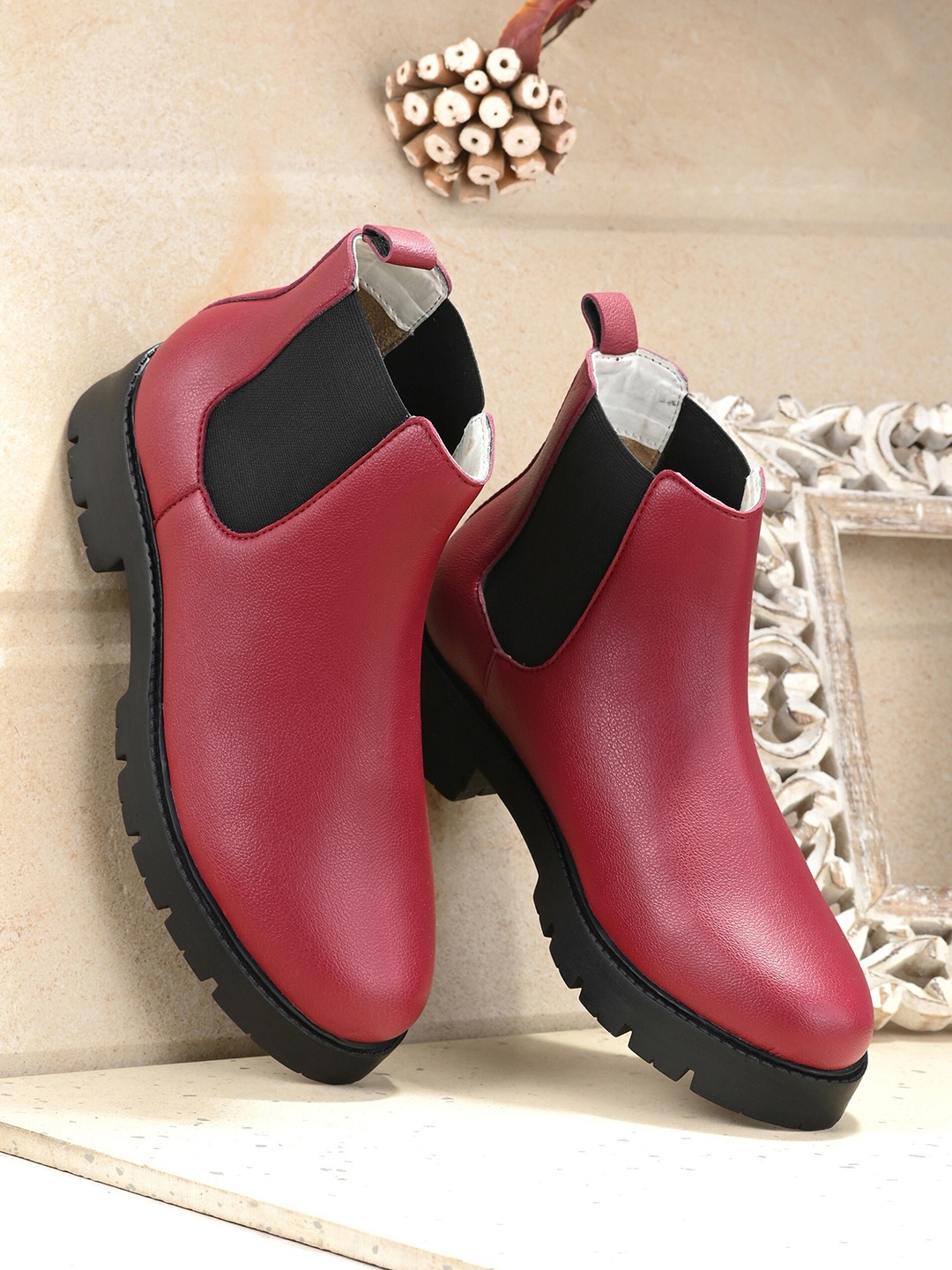 

Roadster Women Red Solid Faux Leather Regular Boots