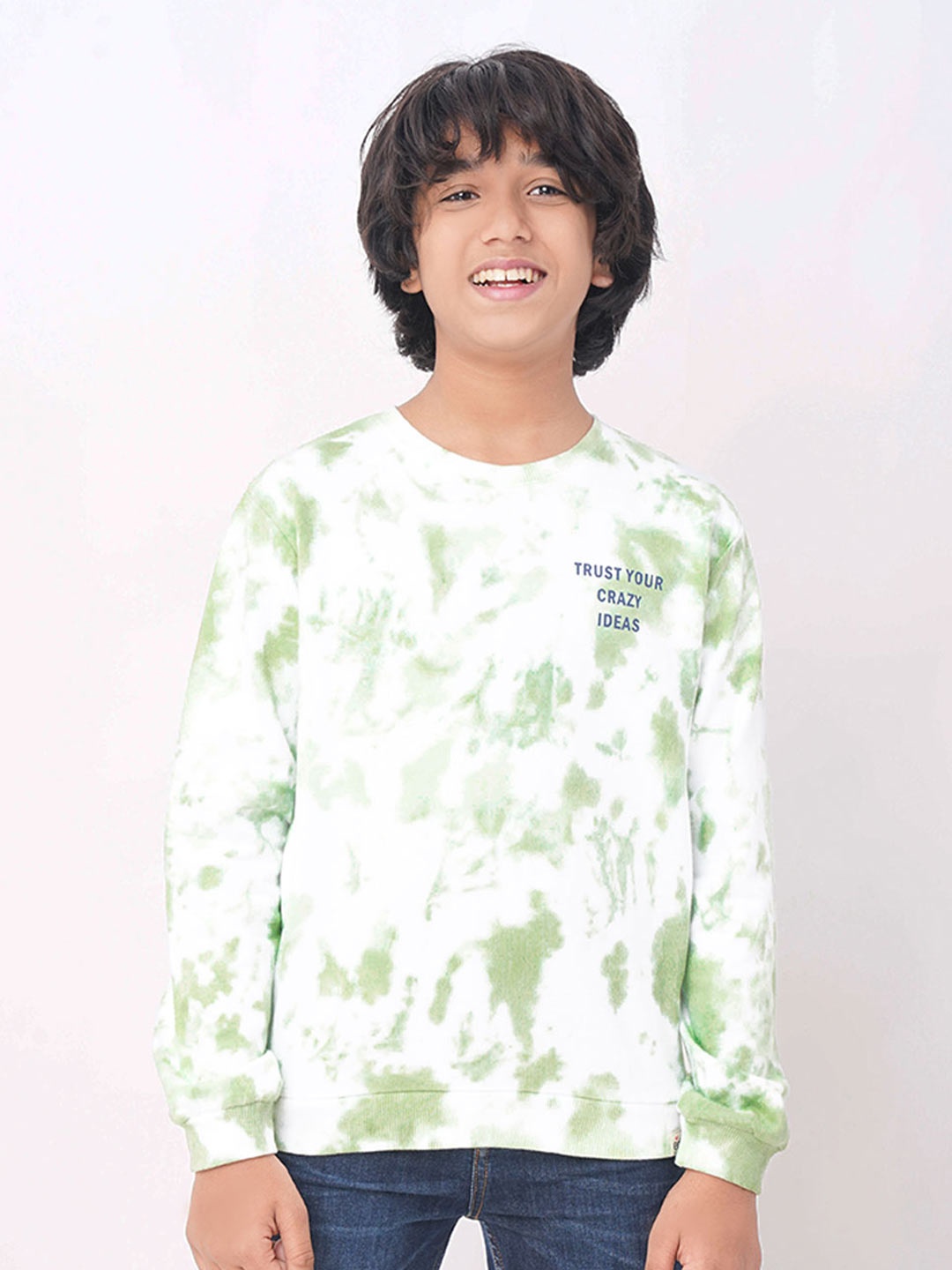 

edheads Boys Green Printed Cotton Sweatshirt