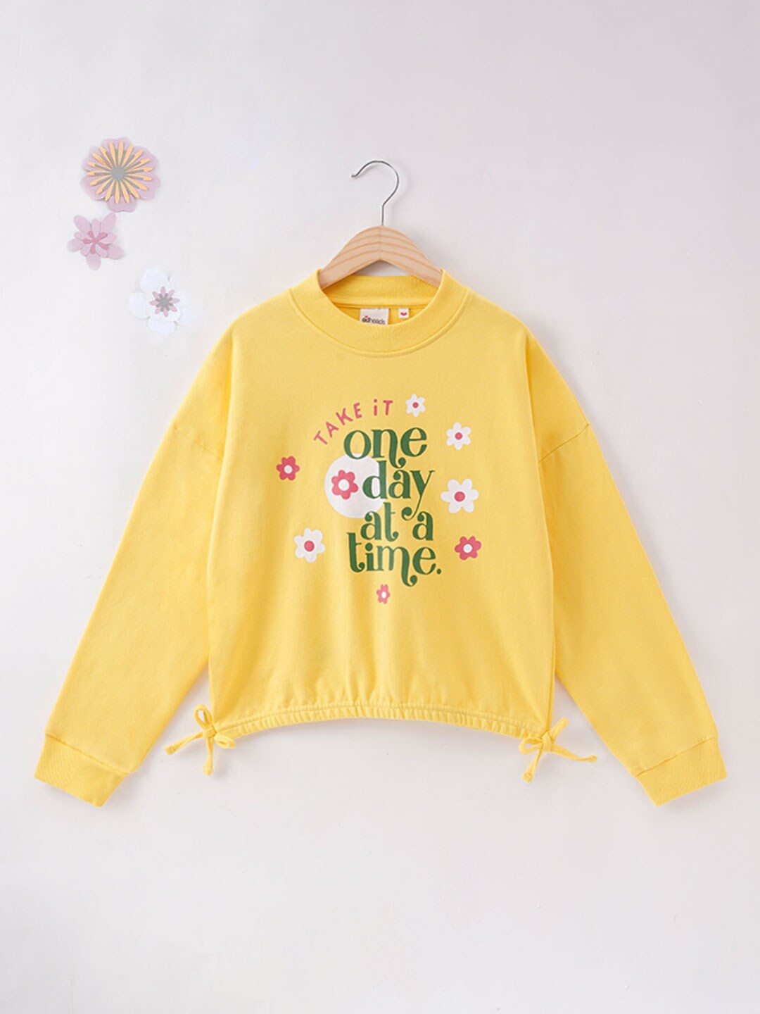 

edheads Girls Yellow Printed Cotton Sweatshirt