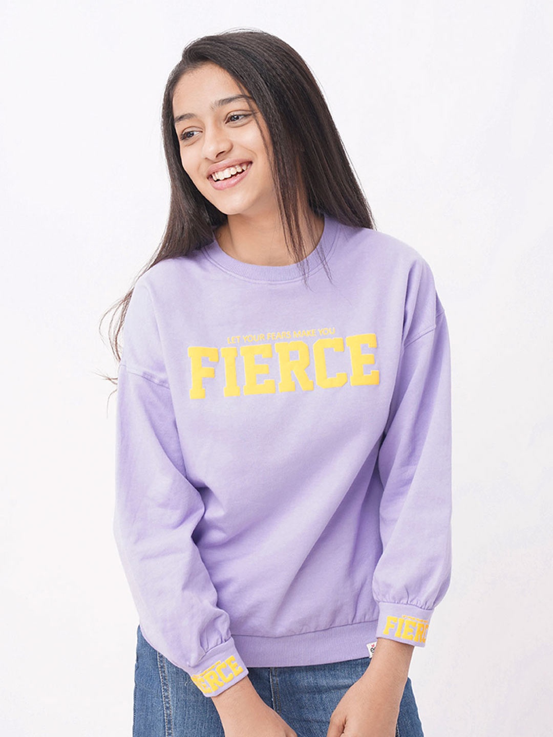 

edheads Girls Lavender Printed Cotton Sweatshirt