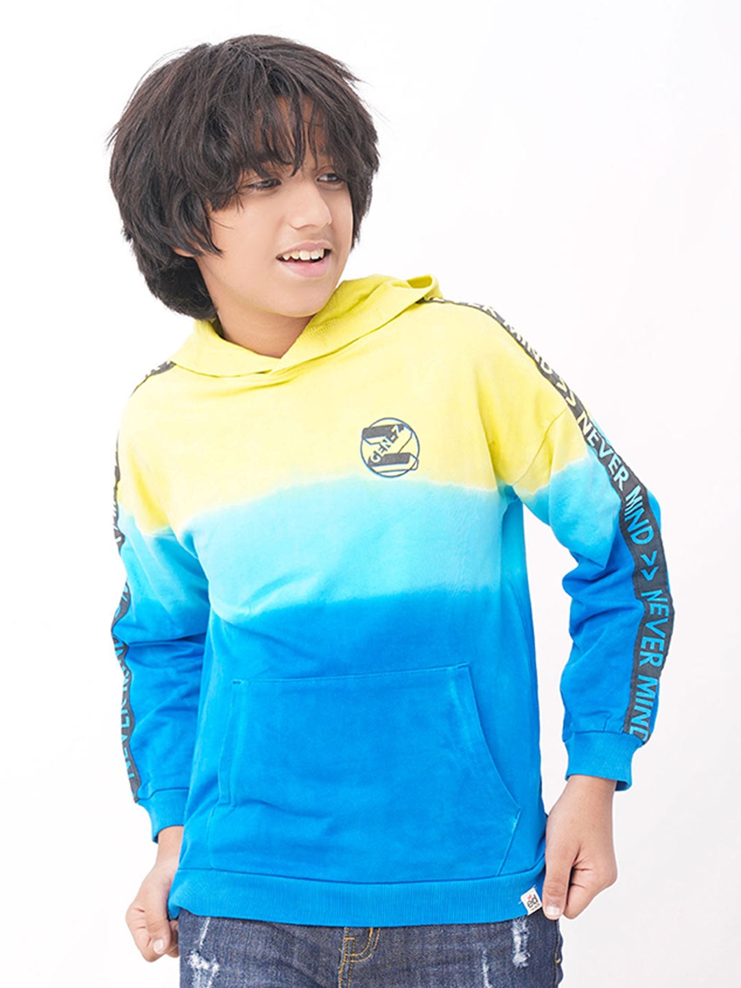 

edheads Boys Yellow Colourblocked Hooded Cotton Sweatshirt