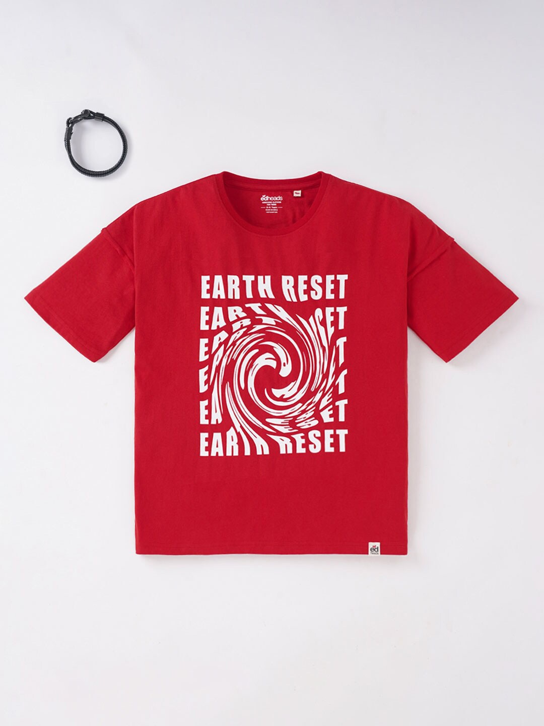 

edheads Boys Red Typography Printed T-shirt